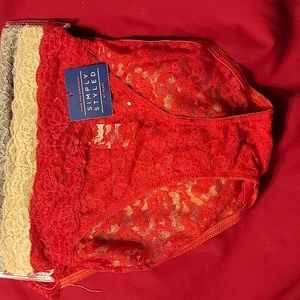 3 Pack Simply Styled Large Bikini Lace Panties Red Grey Beige New